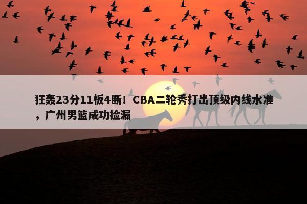 狂轰23分11板4断！CBA二轮秀打出顶级内线水准，广州男篮成功捡漏