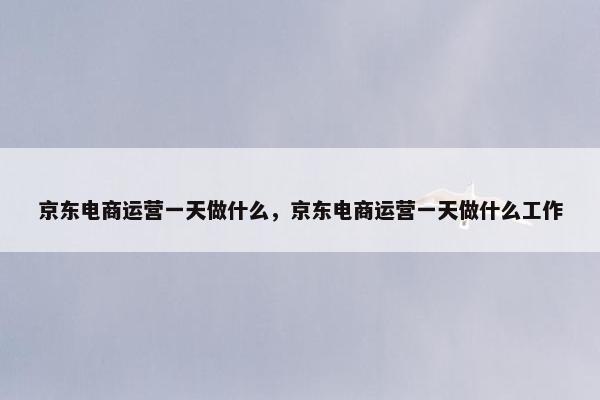 京东电商运营一天做什么，京东电商运营一天做什么工作