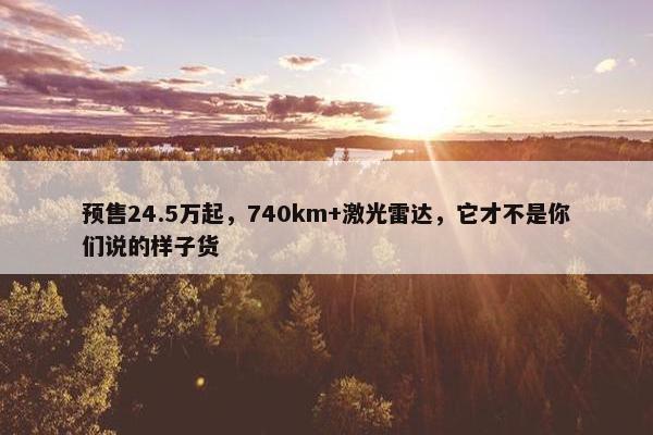 预售24.5万起，740km+激光雷达，它才不是你们说的样子货