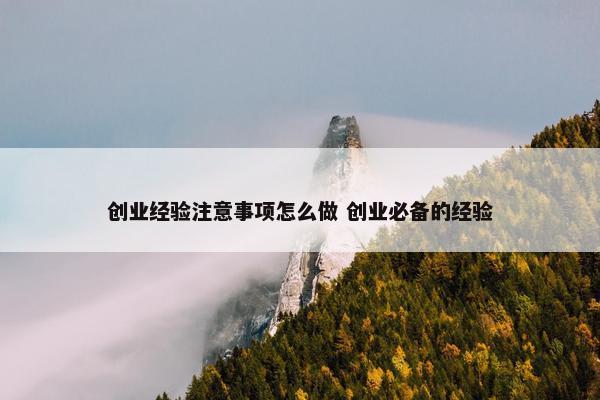 创业经验注意事项怎么做 创业必备的经验