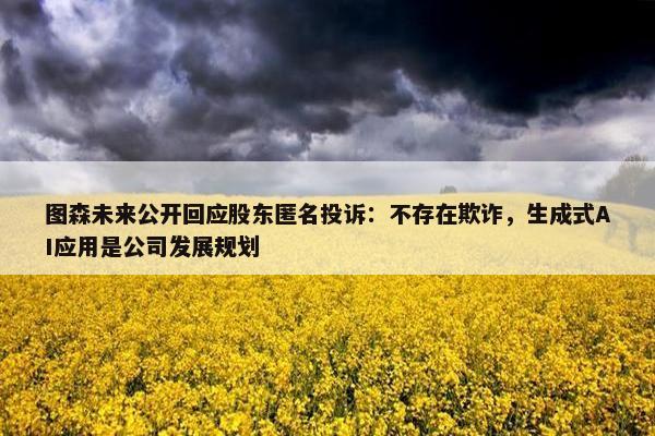 图森未来公开回应股东匿名投诉：不存在欺诈，生成式AI应用是公司发展规划