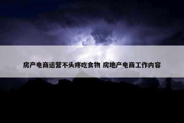 房产电商运营不头疼吃食物 房地产电商工作内容