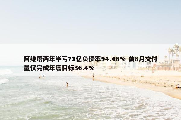 阿维塔两年半亏71亿负债率94.46% 前8月交付量仅完成年度目标36.4%