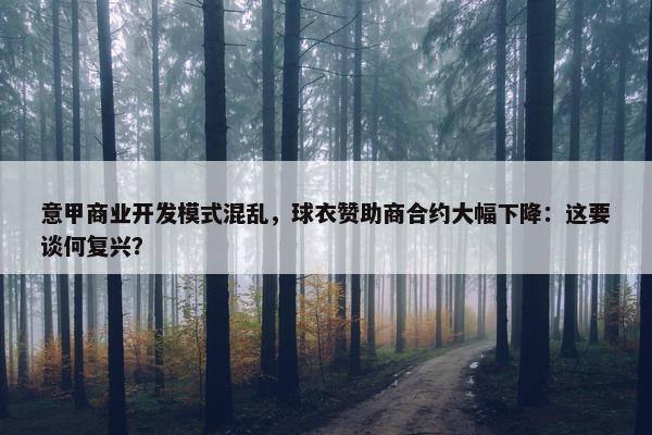 意甲商业开发模式混乱，球衣赞助商合约大幅下降：这要谈何复兴？