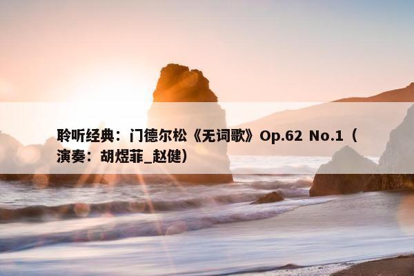 聆听经典：门德尔松《无词歌》Op.62 No.1（演奏：胡煜菲_赵健）