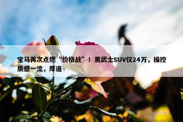 宝马再次点燃“价格战”！黑武士SUV仅24万，操控质感一流，厚道