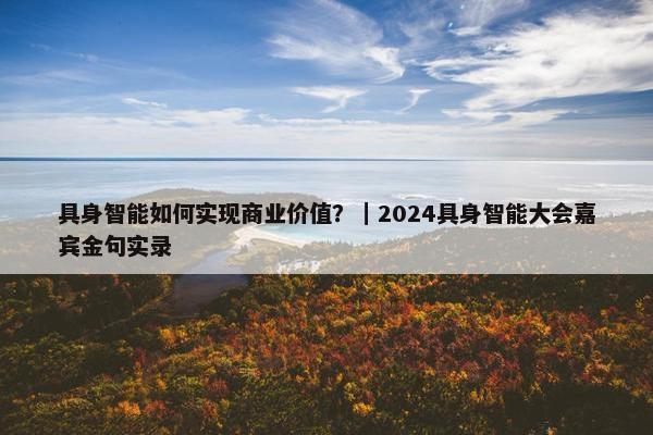 具身智能如何实现商业价值？｜2024具身智能大会嘉宾金句实录