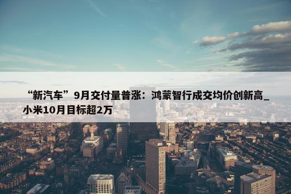 “新汽车”9月交付量普涨：鸿蒙智行成交均价创新高_小米10月目标超2万