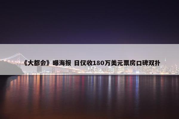 《大都会》曝海报 日仅收180万美元票房口碑双扑