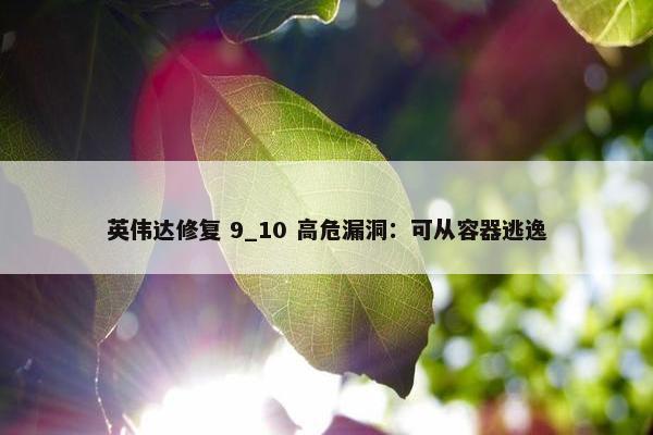 英伟达修复 9_10 高危漏洞：可从容器逃逸