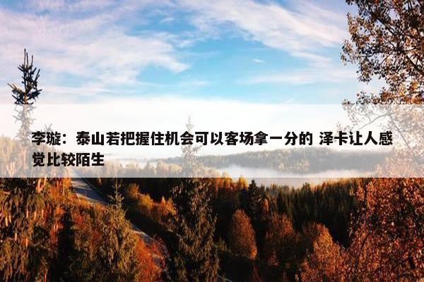 李璇：泰山若把握住机会可以客场拿一分的 泽卡让人感觉比较陌生