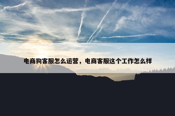 电商狗客服怎么运营，电商客服这个工作怎么样