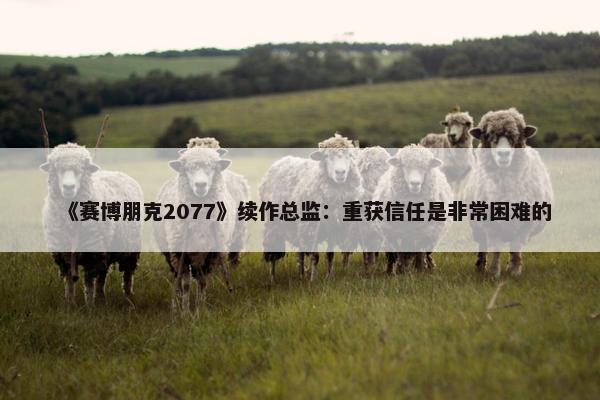 《赛博朋克2077》续作总监：重获信任是非常困难的