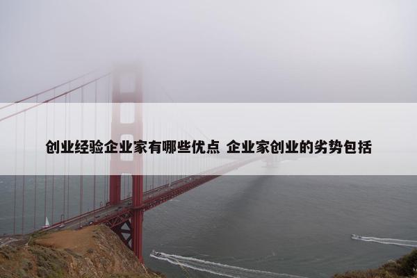 创业经验企业家有哪些优点 企业家创业的劣势包括