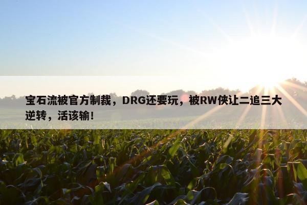 宝石流被官方制裁，DRG还要玩，被RW侠让二追三大逆转，活该输！