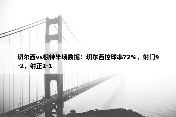 切尔西vs根特半场数据：切尔西控球率72%，射门9-2，射正2-1