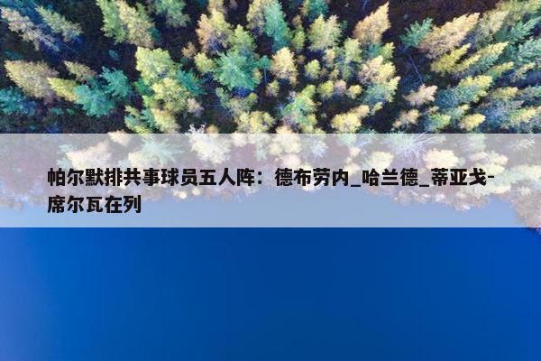 帕尔默排共事球员五人阵：德布劳内_哈兰德_蒂亚戈-席尔瓦在列