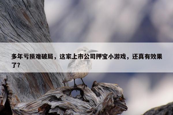 多年亏损难破局，这家上市公司押宝小游戏，还真有效果了？