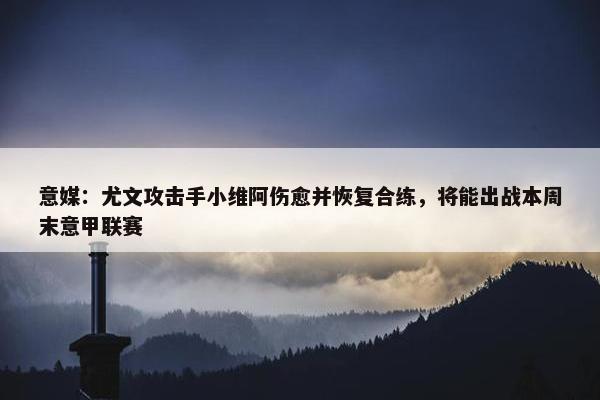 意媒：尤文攻击手小维阿伤愈并恢复合练，将能出战本周末意甲联赛