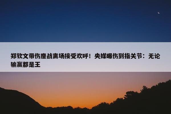 郑钦文带伤鏖战离场接受欢呼！央媒曝伤到指关节：无论输赢都是王