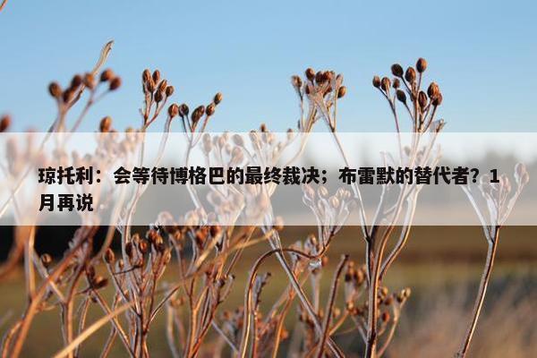 琼托利：会等待博格巴的最终裁决；布雷默的替代者？1月再说