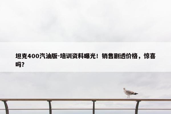 坦克400汽油版-培训资料曝光！销售剧透价格，惊喜吗？