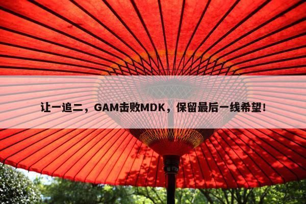 让一追二，GAM击败MDK，保留最后一线希望！