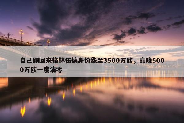 自己踢回来格林伍德身价涨至3500万欧，巅峰5000万欧一度清零