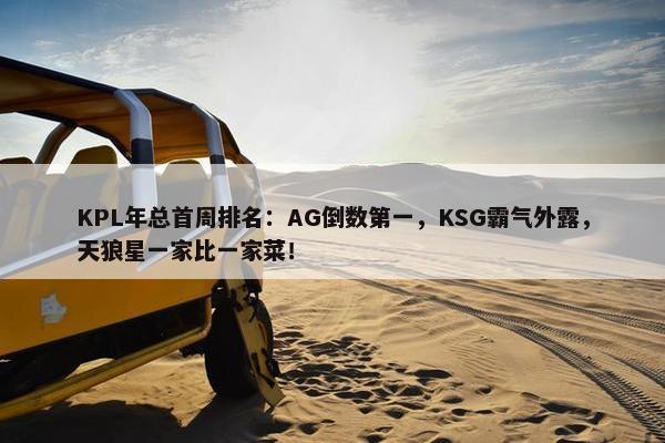 KPL年总首周排名：AG倒数第一，KSG霸气外露，天狼星一家比一家菜！