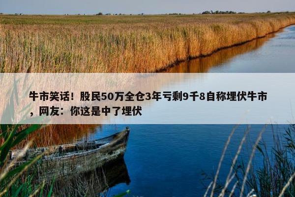 牛市笑话！股民50万全仓3年亏剩9千8自称埋伏牛市，网友：你这是中了埋伏