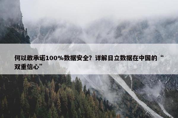 何以敢承诺100%数据安全？详解日立数据在中国的“双重信心”