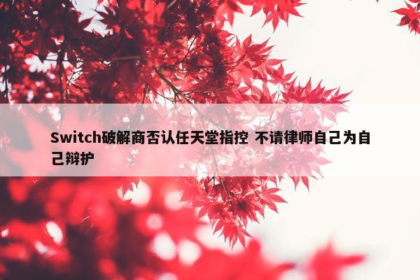 Switch破解商否认任天堂指控 不请律师自己为自己辩护