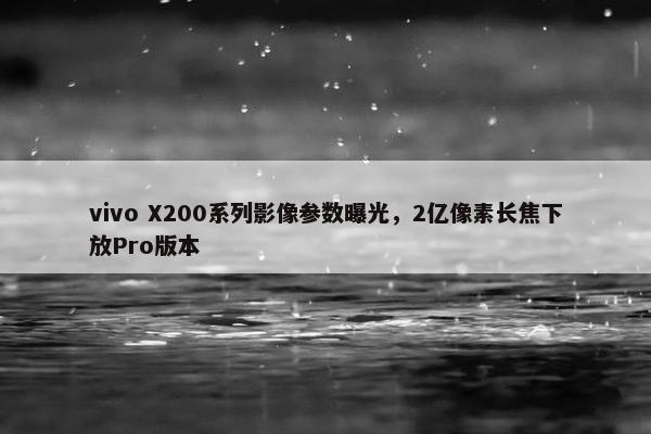 vivo X200系列影像参数曝光，2亿像素长焦下放Pro版本