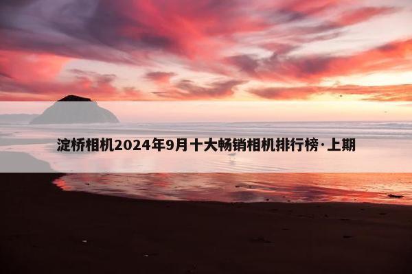 淀桥相机2024年9月十大畅销相机排行榜·上期