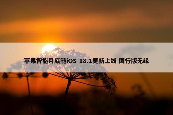 苹果智能月底随iOS 18.1更新上线 国行版无缘