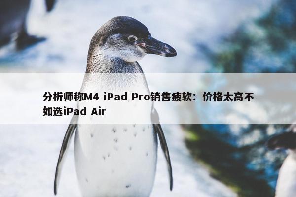 分析师称M4 iPad Pro销售疲软：价格太高不如选iPad Air