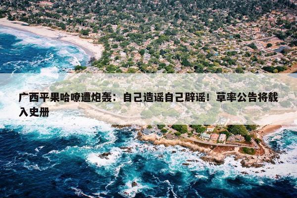 广西平果哈嘹遭炮轰：自己造谣自己辟谣！草率公告将载入史册