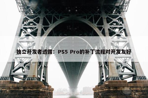 独立开发者透露：PS5 Pro的补丁流程对开发友好