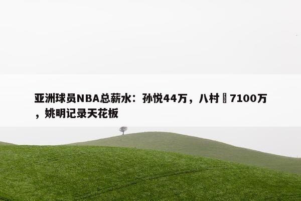 亚洲球员NBA总薪水：孙悦44万，八村塁7100万，姚明记录天花板