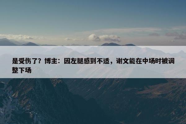 是受伤了？博主：因左腿感到不适，谢文能在中场时被调整下场