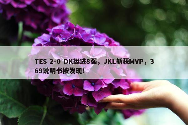 TES 2-0 DK挺进8强，JKL斩获MVP，369说明书被发现！