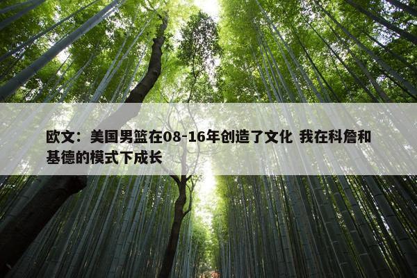 欧文：美国男篮在08-16年创造了文化 我在科詹和基德的模式下成长