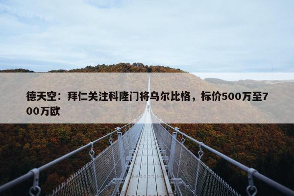 德天空：拜仁关注科隆门将乌尔比格，标价500万至700万欧