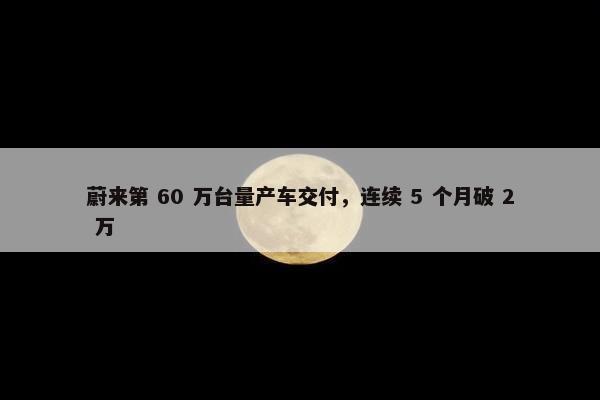 蔚来第 60 万台量产车交付，连续 5 个月破 2 万