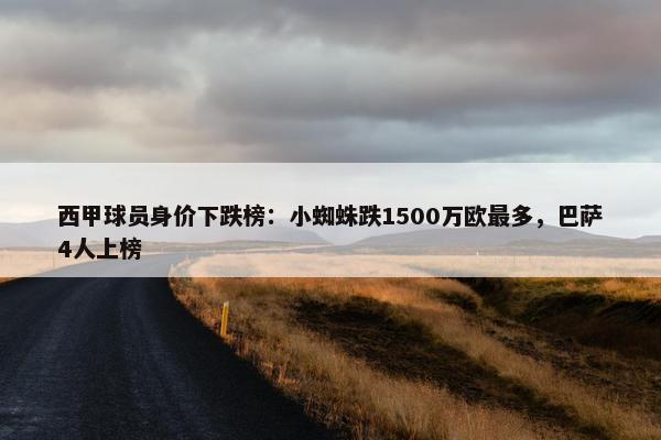 西甲球员身价下跌榜：小蜘蛛跌1500万欧最多，巴萨4人上榜