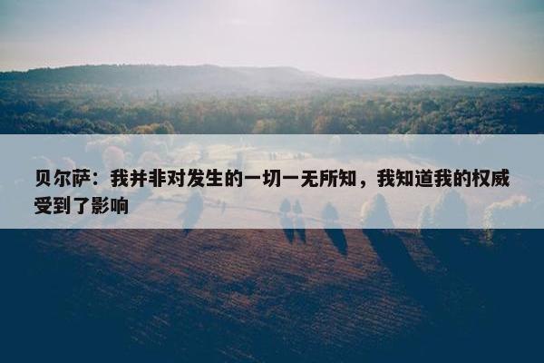 贝尔萨：我并非对发生的一切一无所知，我知道我的权威受到了影响