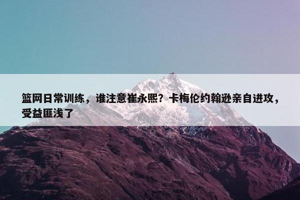 篮网日常训练，谁注意崔永熙？卡梅伦约翰逊亲自进攻，受益匪浅了