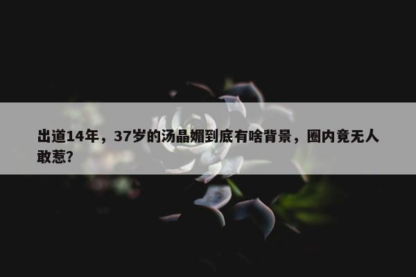 出道14年，37岁的汤晶媚到底有啥背景，圈内竟无人敢惹？