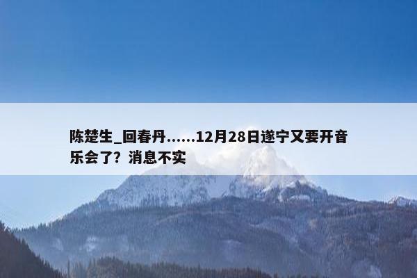 陈楚生_回春丹......12月28日遂宁又要开音乐会了？消息不实