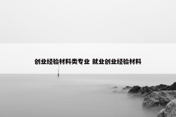 创业经验材料类专业 就业创业经验材料